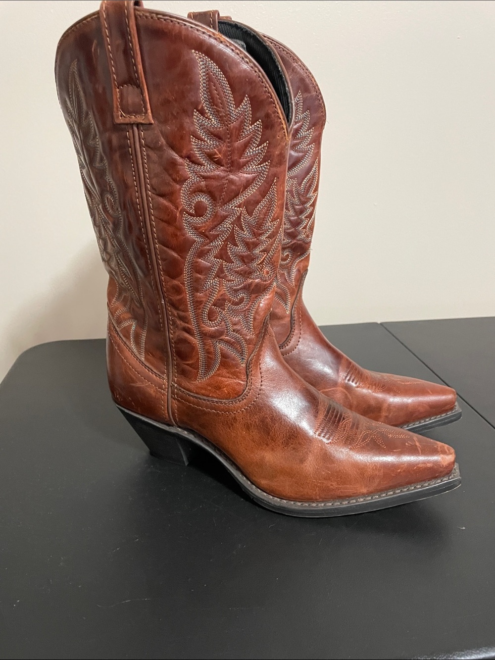 Laredo 51059 Madison Cinnamon Brown Leather Western Boots 10M